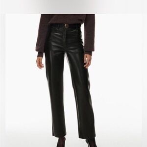 Aritzia Black High-Waisted Leather Pants